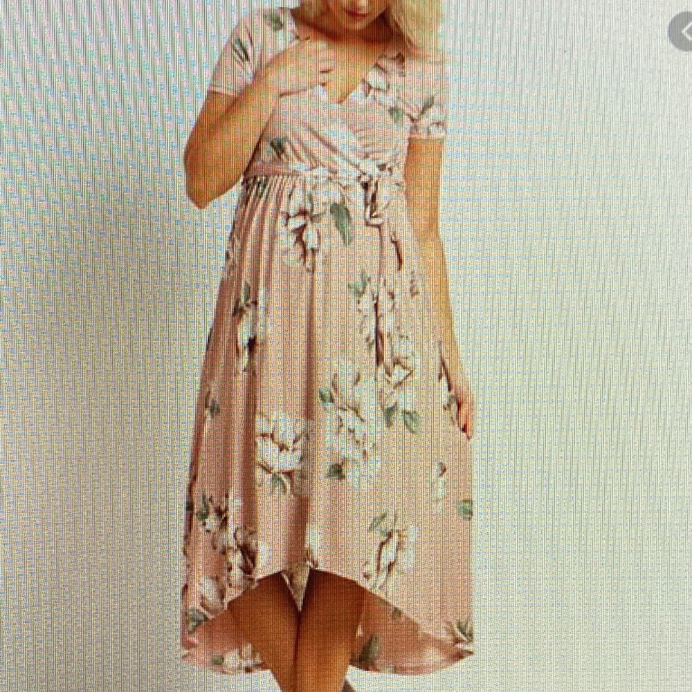 Light Pink Floral Wrap Dress